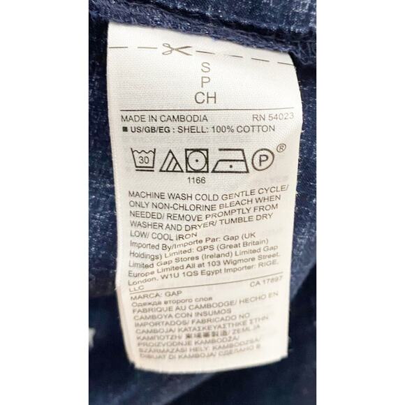 Gap Womens Navy Blue White Stars Boyfriend Fit Button Up Shirt Cotton Semi Sheer - Picture 6 of 8